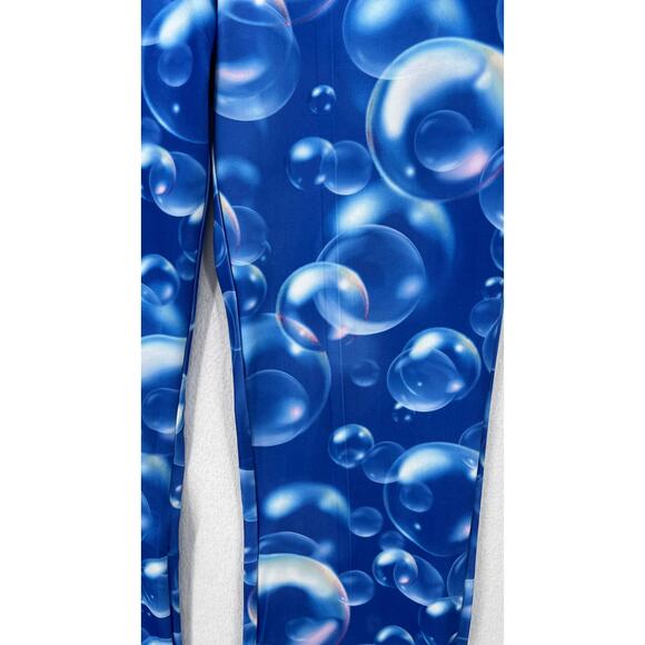 HOUSE OF SUNNY Fantasia Flare Pants Womens 6 Blue Bubble Print High Rise Stretch - Picture 14 of 16